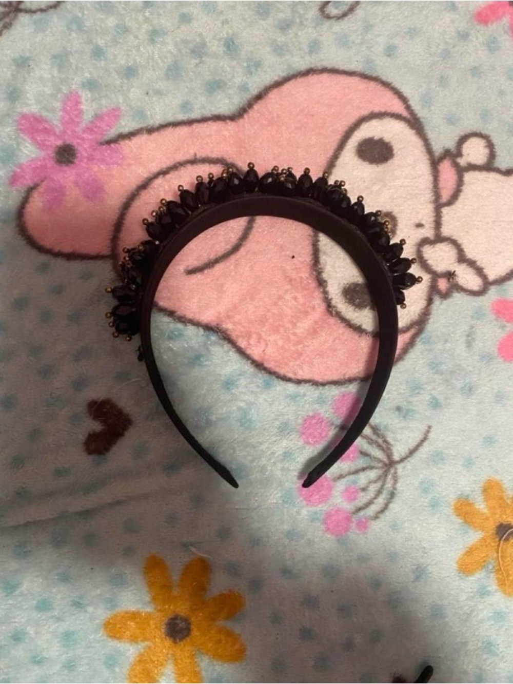 Black Jeweled Women's Headband - Elegant Beaded Accent